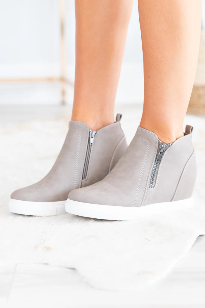 Catch Me If You Can Taupe Wedge Sneakers | The Mint Julep Boutique