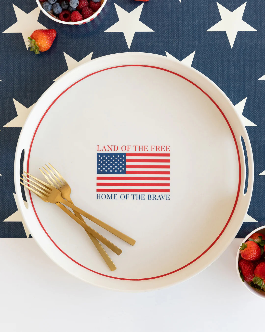 Land of the Brave Reusable Bamboo Round Serving Tray | My Mind's Eye
