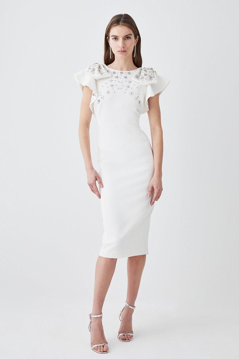 Embellished Stretch Woven Midi Dress | Karen Millen US