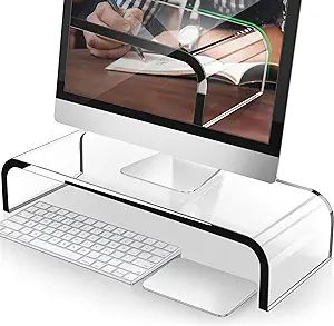 AboveTEK Acrylic Monitor Stand, Premium Large Monitor Riser 20 inch, Crystal Clear Acrylic Comput... | Amazon (US)