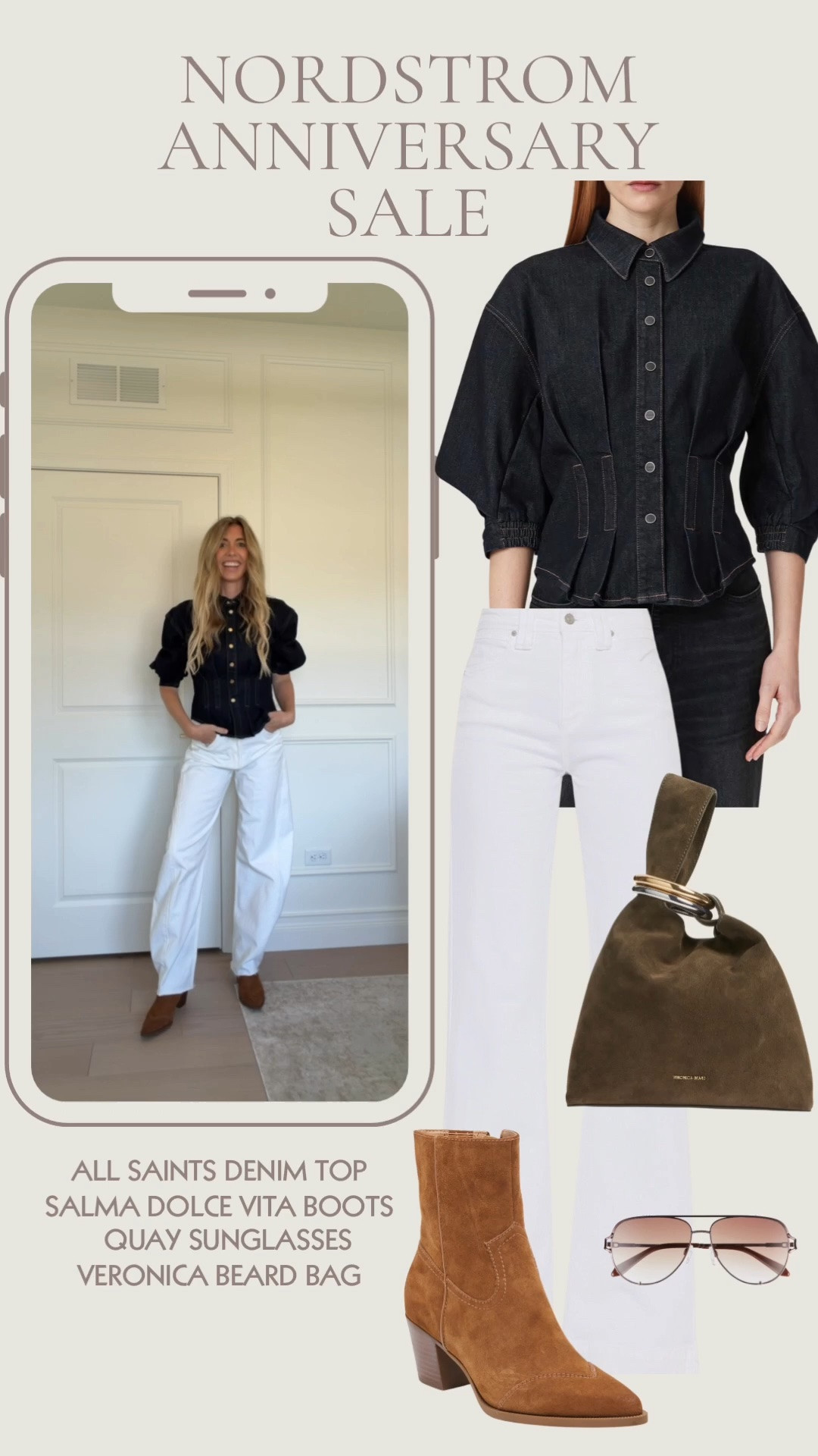 Nordstrom anniversary sale 2026 all saints denim top , white denim, Veronica beard handbag , dolce vita booties , fall outfit inspo , wearing size 2 in all saints , shoes true to
Size

#LTKootd #LTKSaleAlert
