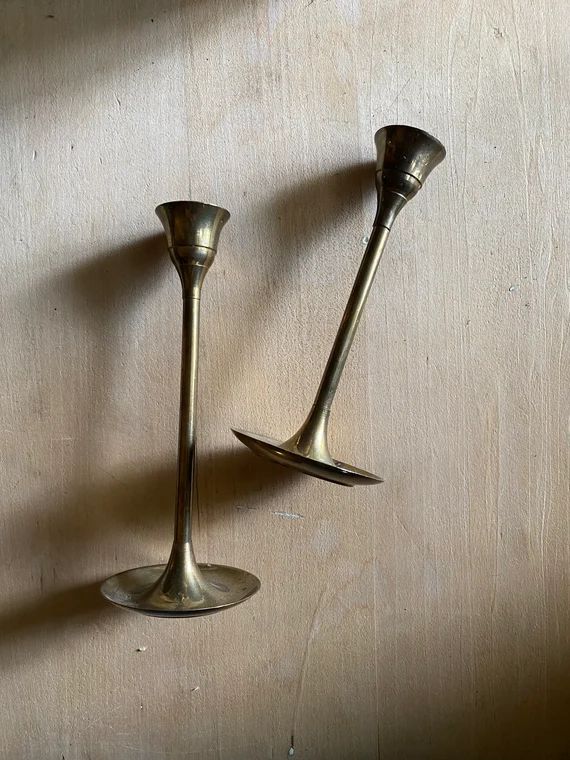 Vintage Brass Dainty Candlestick set of 2 | Etsy (US)