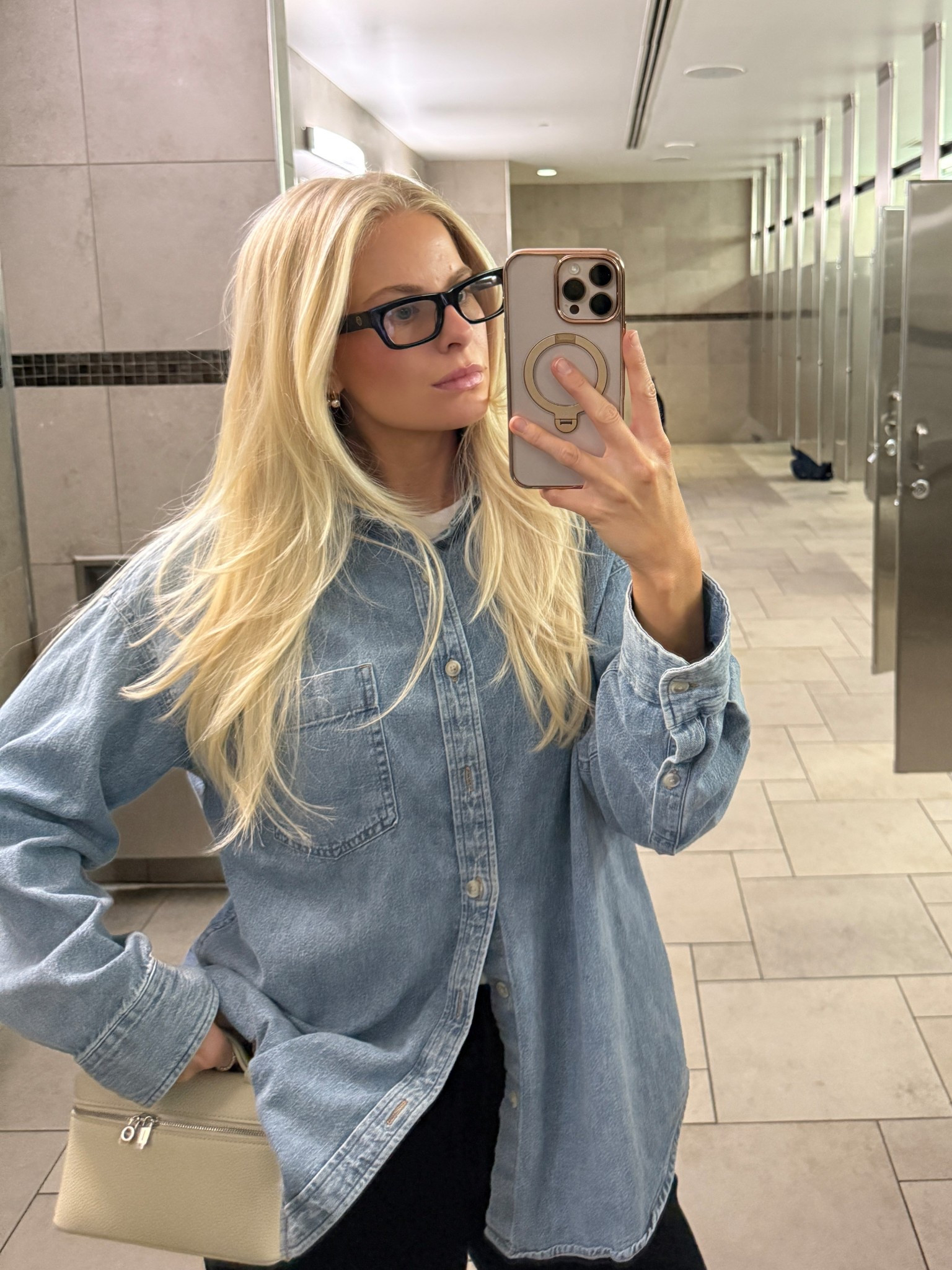 Med in shirt! Code Kathleen15 for sunnies #kathleenpost

Travel outfit, casual summer outfit, denim top, New York outfit 