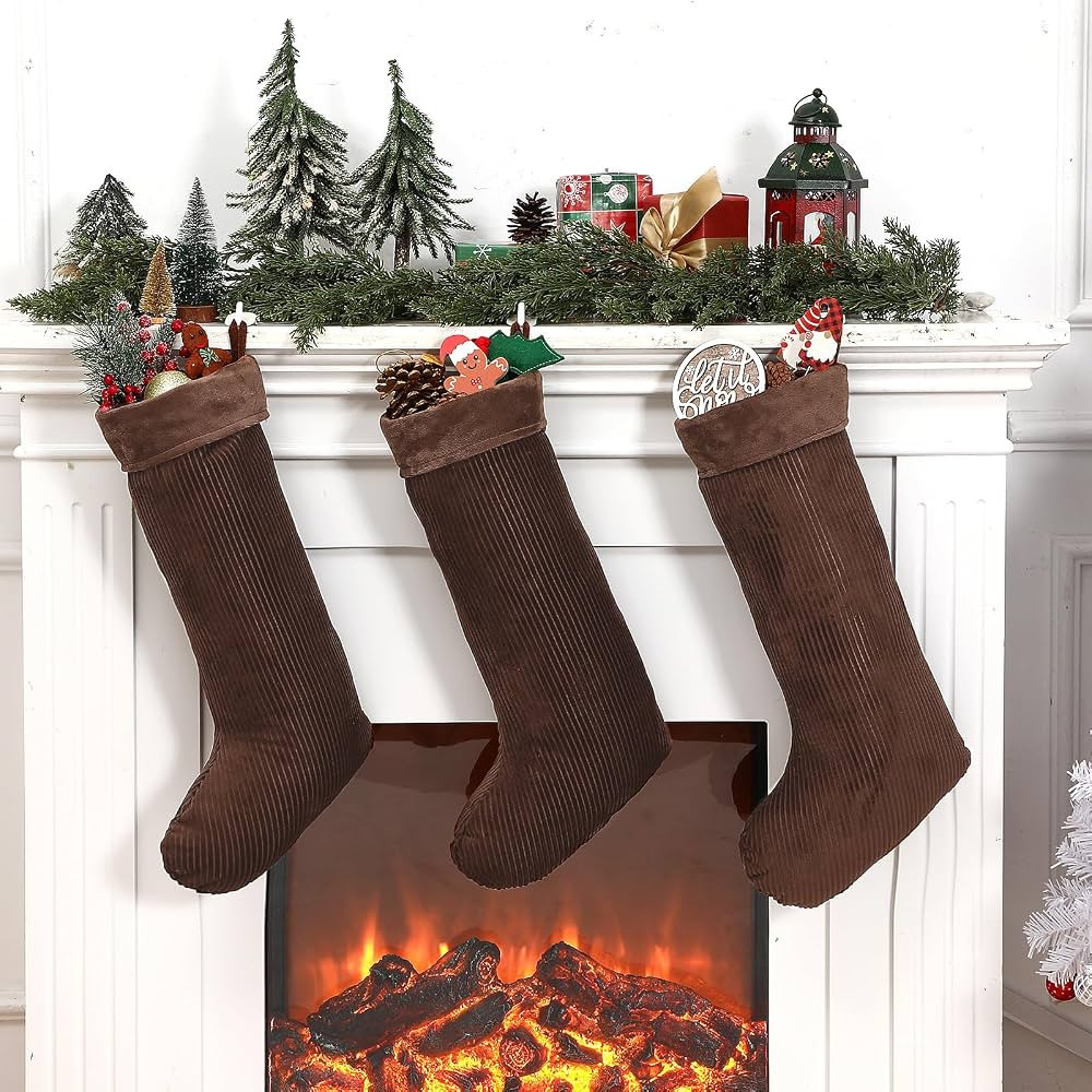 Outus 3 Pcs Velvet Christmas Stockings 19 Inch Large Xmas Stockings with Plush Cuff Fireplace Han... | Amazon (US)