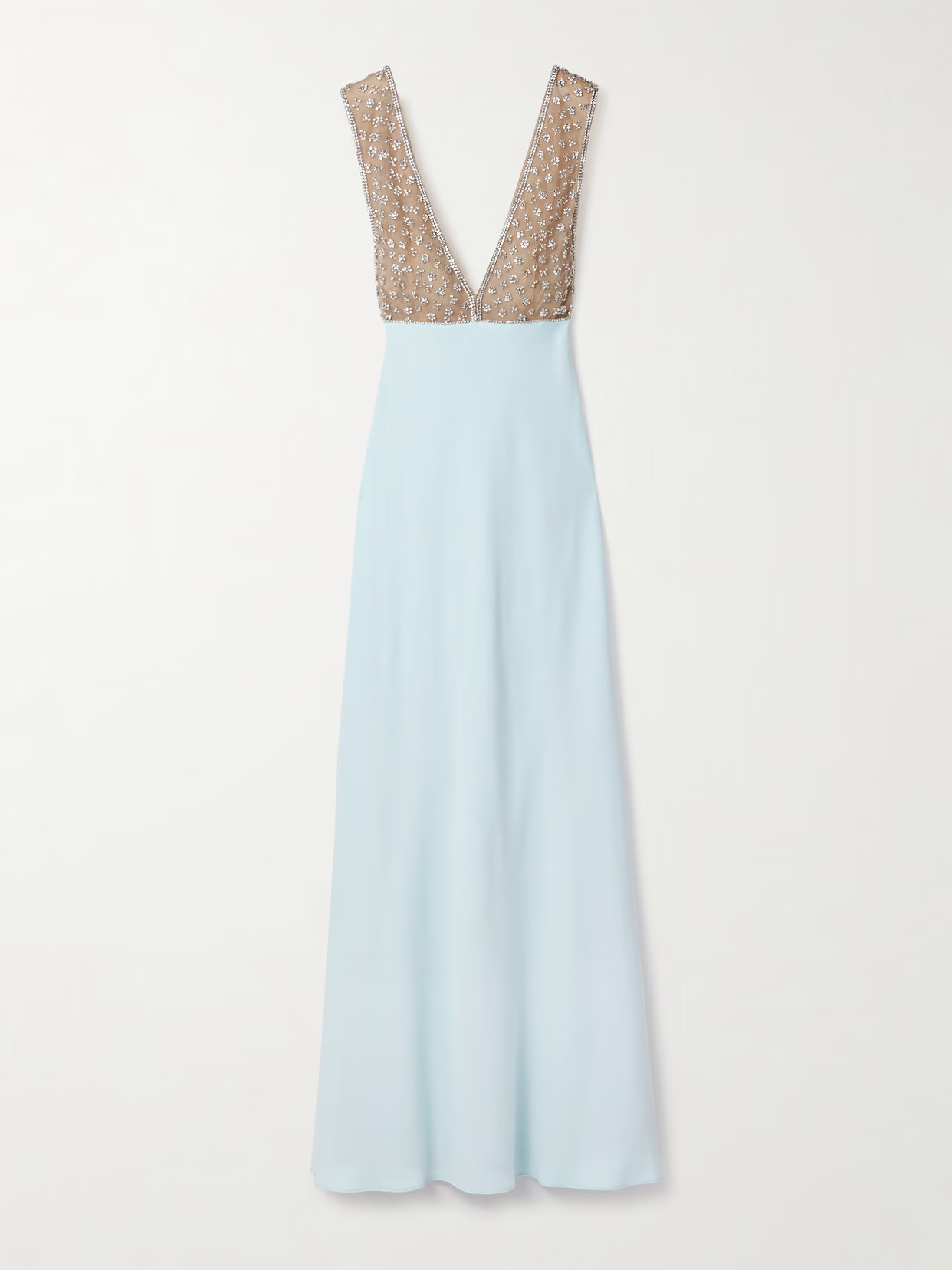Costarellos - Dania Crystal-embellished Tulle-trimmed Crepe Gown - Blue | NET-A-PORTER (US)