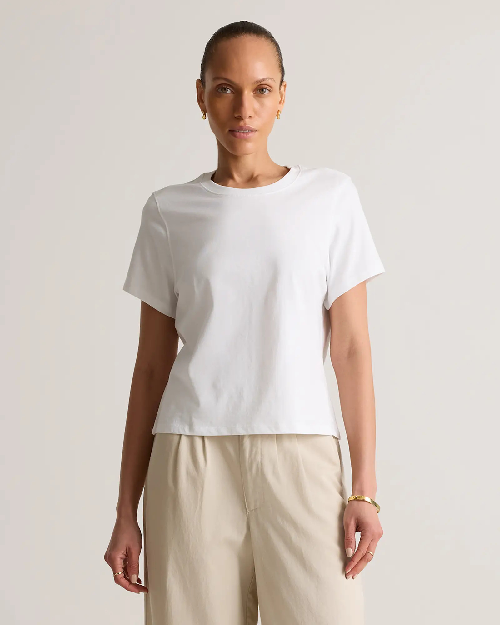 100% Organic Cotton Boxy Crewneck Tee in Classic White | Quince