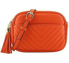 FashionPuzzle Chevron Quilted Crossbody Camera Bag with Chain Strap and Tassel | Amazon (US)
