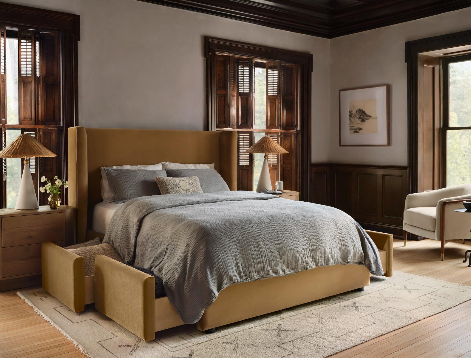 Graham Upholstered Bed with Storage Option | Interior Define