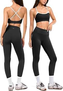 2 Piece Workout Sets for Women, Camisole Square Neck Tops & Seamless Leggings, Gym Yoga Pilates O... | Amazon (US)
