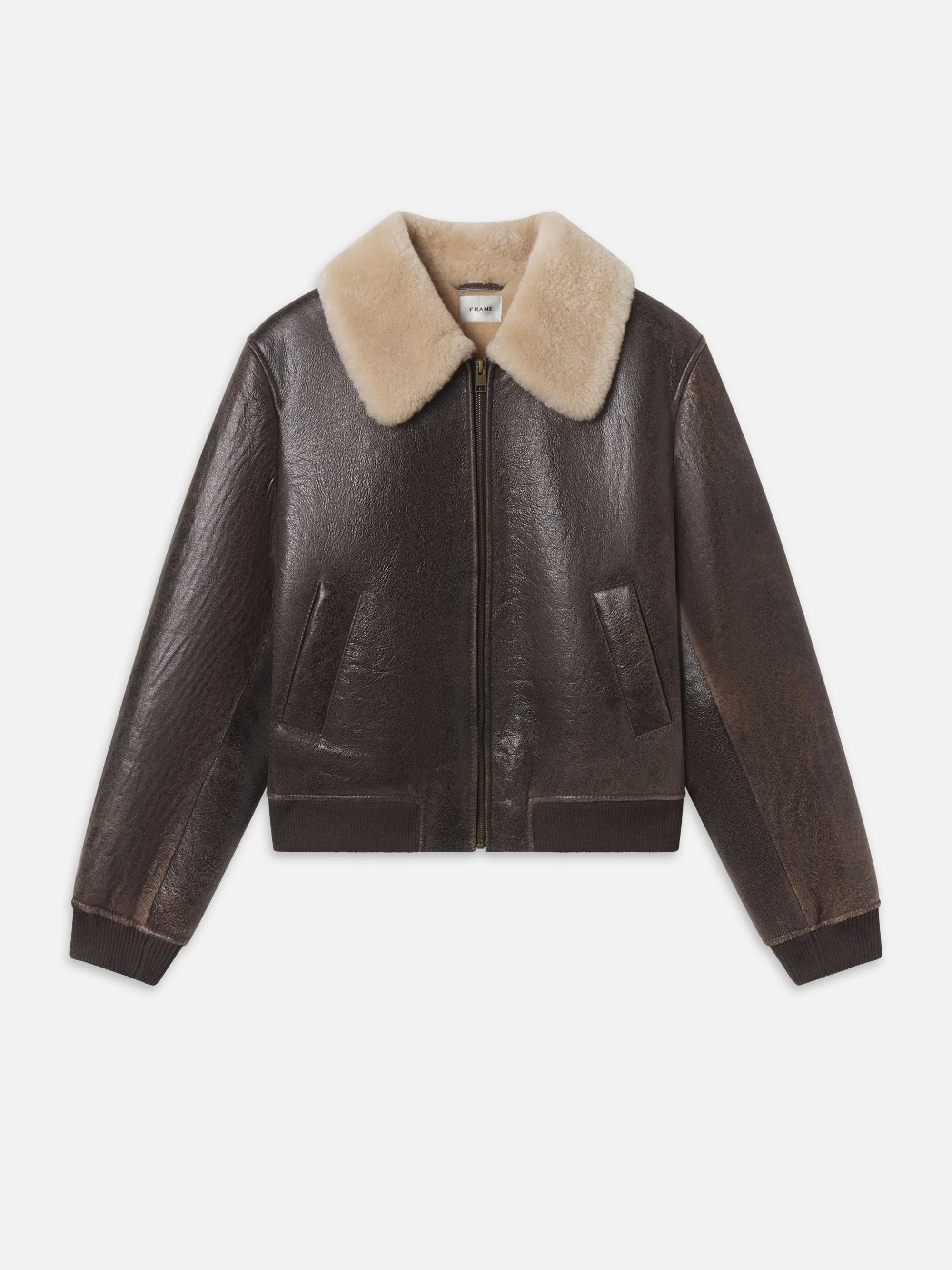THE SHURNKEN SHEARLING BOMBER CARDAMOM | Frame Denim