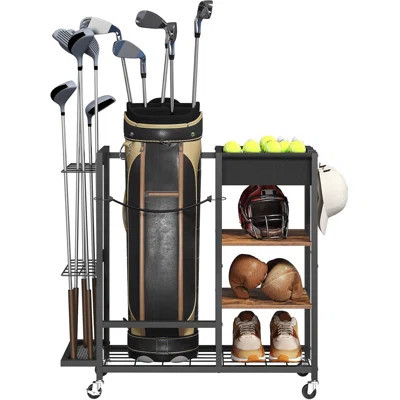 Golf Storage Organizer For Garage, Rustic Brown | Wayfair North America