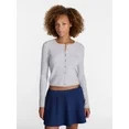 No Boundaries Cable Knit Crewneck Cardigan, Women's XXS-4X | Walmart (US)