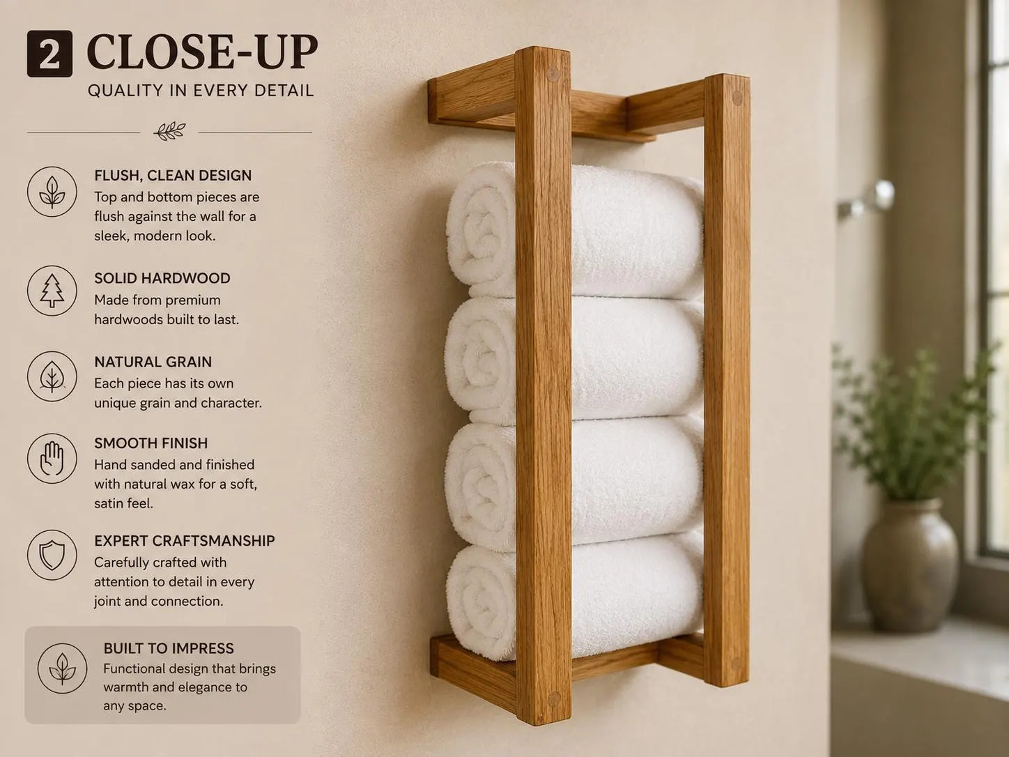 Wooden Towel Rack Wall Mounted, Floating Towel Shelf, Solid Wood Bathroom Towel Storage, Farmhouse Bathroom Organizer, Spa Decor | Etsy (Global)
