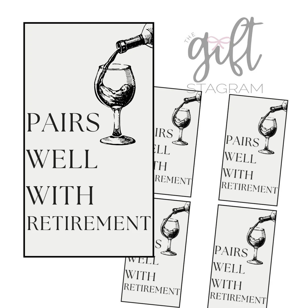 Pairs Well With Retirement Gift Tag DIGITAL DOWNLOAD Retirement Gift Tag Retirement Gift Ideas 2.... | Etsy (US)