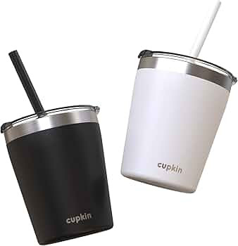 CUPKIN Trainer Sippy Cup - The Original 8 oz Stackable Stainless Steel Modern Tumblers - Set of 2... | Amazon (US)