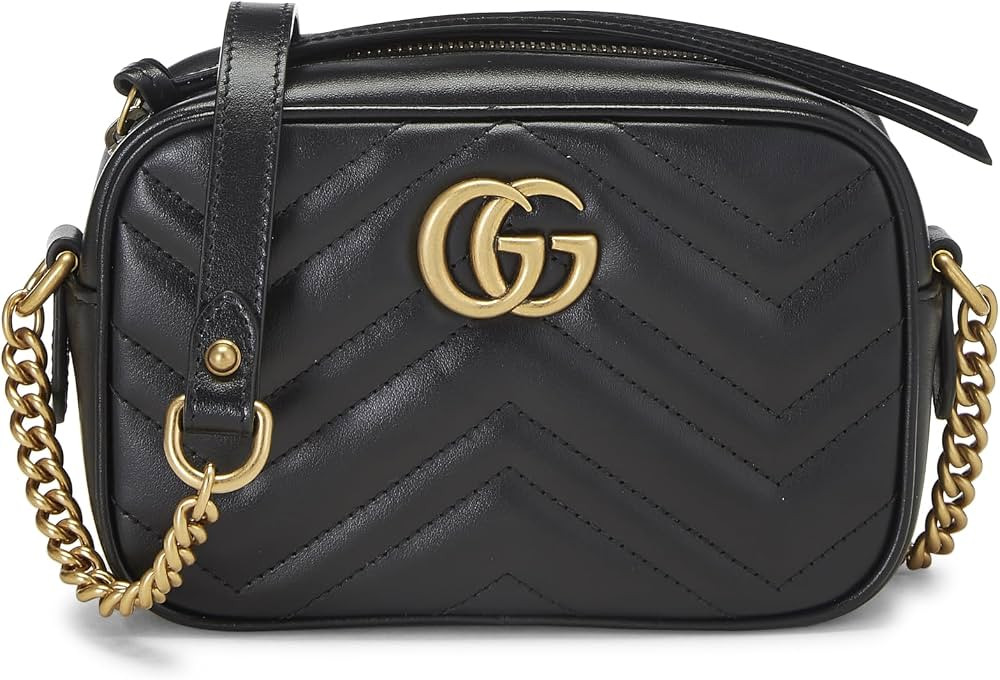 Amazon.com: Gucci, Pre-loved Black Leather GG Marmont Crossbody Mini, Black : Amazon Luxury | Amazon (US)