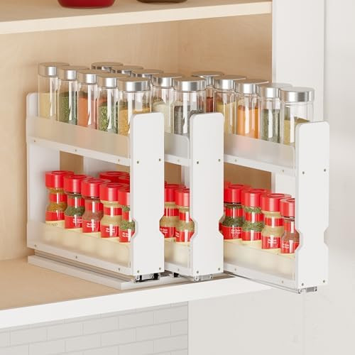 SpaceAid Bamboo Pull Out Spice Rack Organizer for Cabinet, Heavy Duty Slide Out Seasoning Kitchen... | Amazon (US)