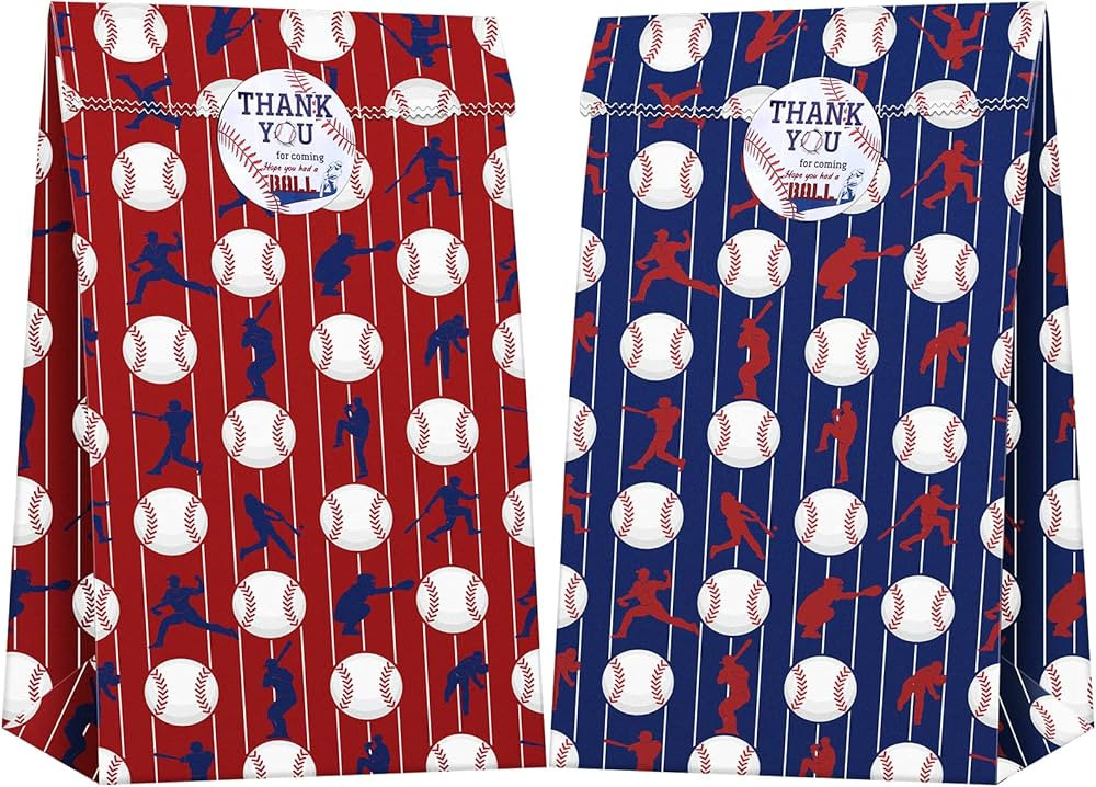 durony 24 Pieces Baseball Party Treat Bags Kraft Paper Bags 9.4 x 5.1 x 3.1 Inch Party Favor Bag ... | Amazon (US)