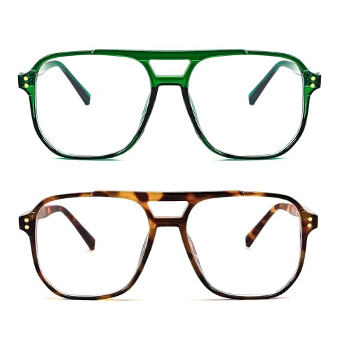 FEISEDY 2Pack Blue Light Blocking Glasses Fake Nerd Clear Square Computer Lightweight Pilot Glass... | Amazon (US)