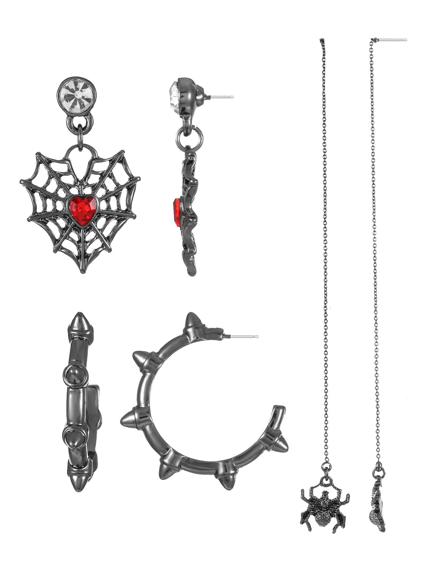 Way to Celebrate Aretes con Motivo de Halloween, Tono Plateado/hematita, 3 Pares, Mujer | Walmart (US)