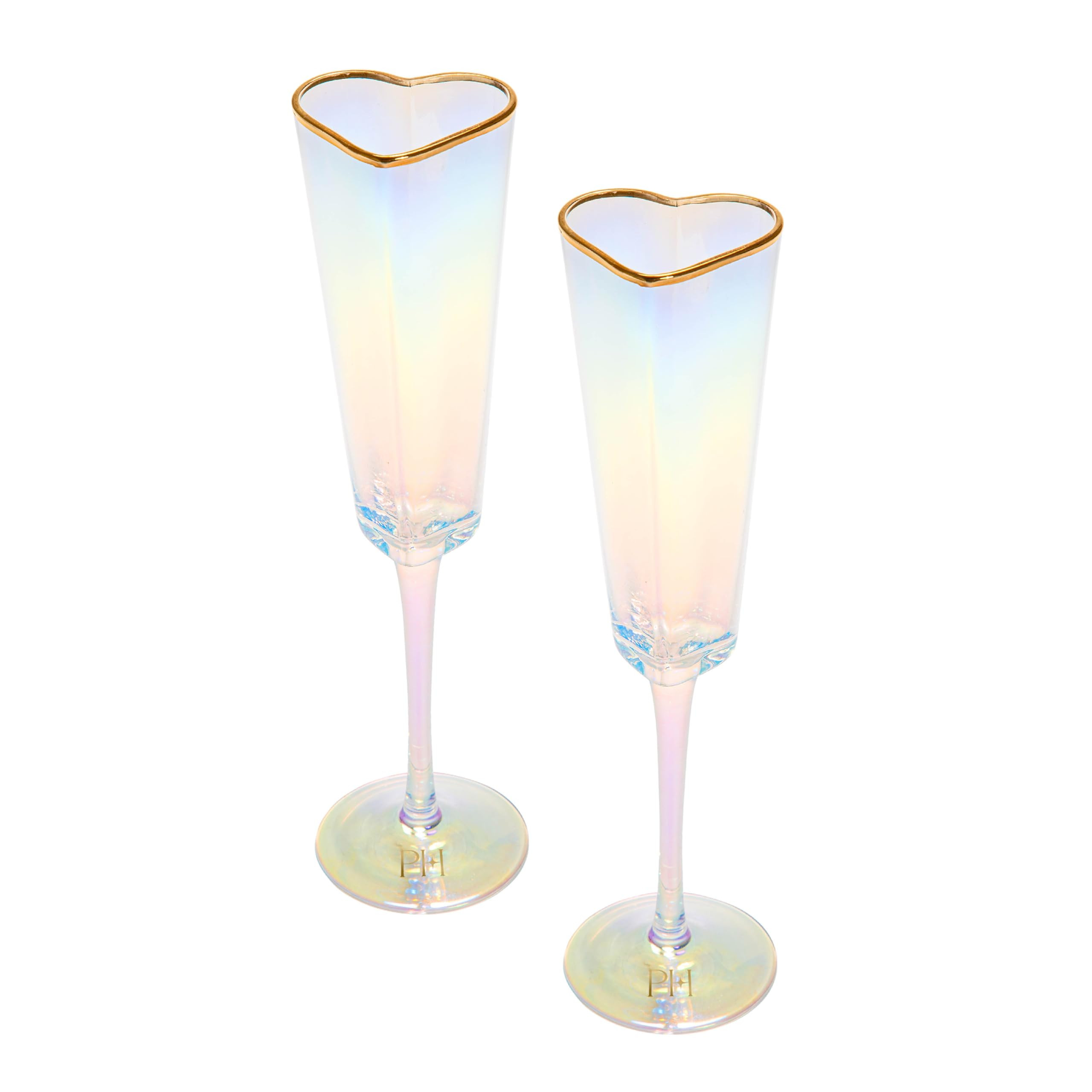 Paris Hilton Heart Shaped Champagne Flute Gift Set, Elegant Handmade Glassware Set, Perfect for C... | Amazon (US)