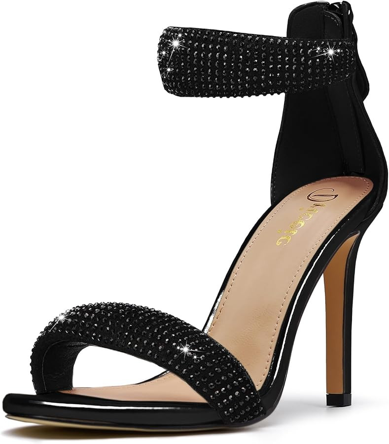Back Zipper Ankle Strappy Stiletto Heels For Women | Amazon (US)