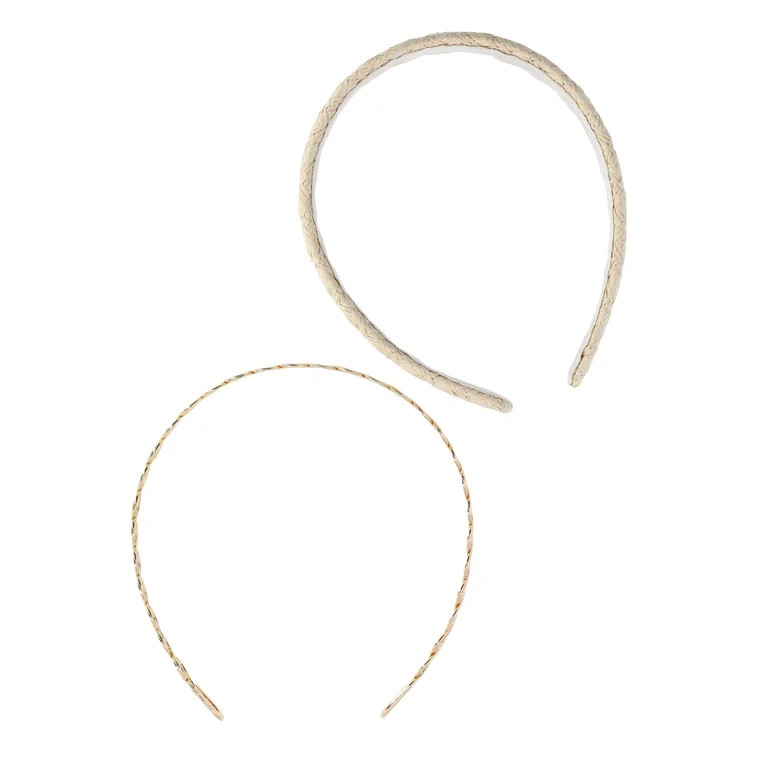 Time and Tru Women's Woven and Goldtone Headband, 2-Pack | Walmart (US)