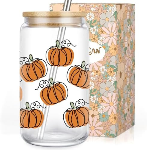LEADO Pumpkin Cup - Fall Gifts, Halloween Glass Cup, Fall Basket Stuffers | Pumpkin, Birthday, Fa... | Amazon (US)