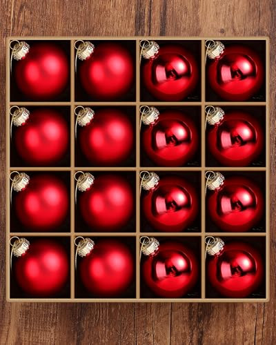 Syhood 24 Pcs Christmas Glass Ball Ornaments Set 2.36" Hanging Glass Bulbs with Loop Hanging String for Christmas Tree Decoration for Holiday Xmas Tree Gifts Home Decor (Red) | Amazon (US)