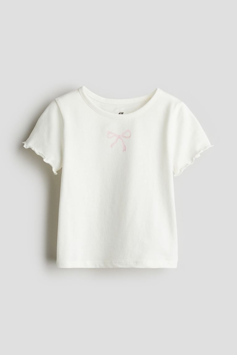 Printed T-shirt - White/bow - Kids | H&M US | H&M (US + CA)