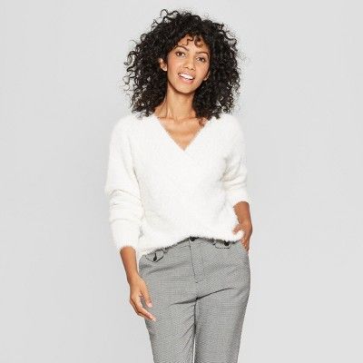 Women's V-Neck Eyelash Pullover Sweater - A New Day™ | Target