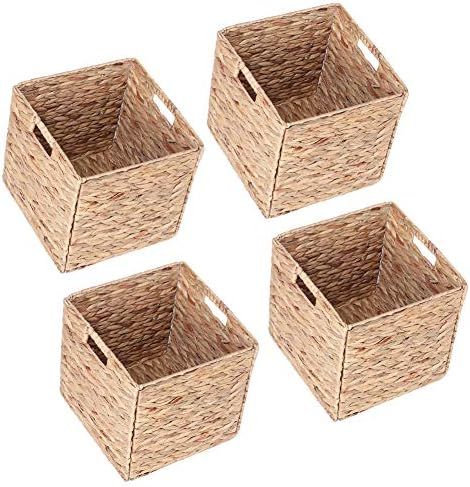 TOPINCN Woven Seagrass Closet Storage Organizer Basket Woven Hyacinth Storage Baskets Wire Frame ... | Amazon (US)