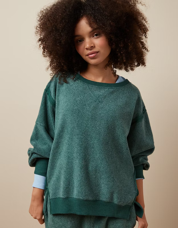 AE Oversized Big Hug Reverse Fleece Sweatshirt | American Eagle Outfitters (US & CA)