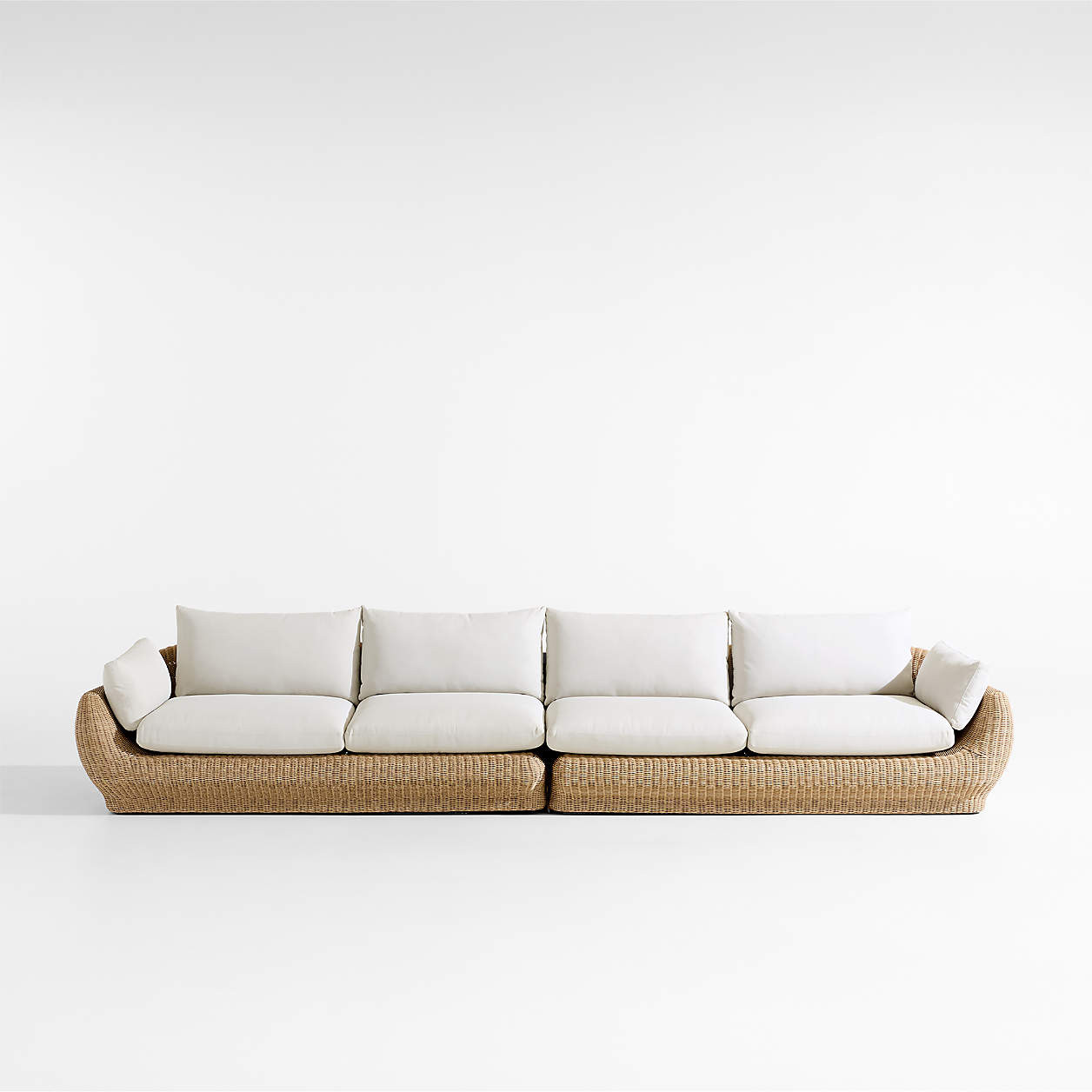 Ipanema 164" Wicker Outdoor Sofa with Cushions + Reviews | Crate & Barrel | Crate & Barrel