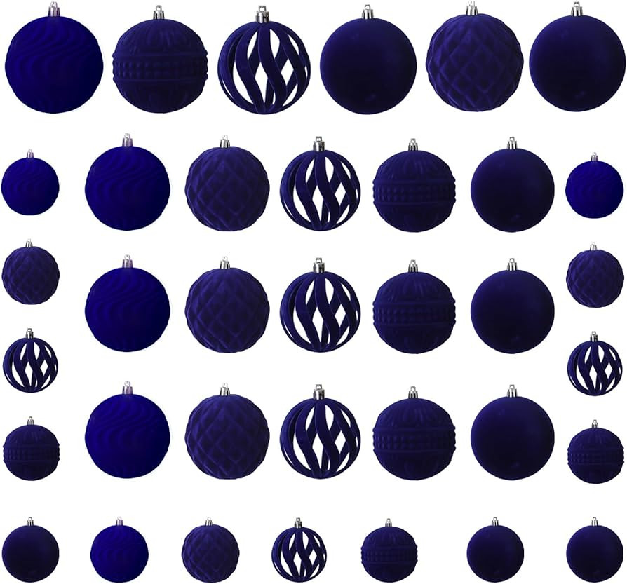 36pcs Velvet Christmas Ornaments, Flocked Christmas Balls Sets Assortment for Christmas Tree Holi... | Amazon (US)
