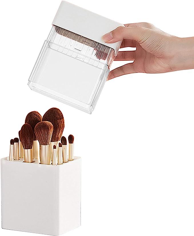Makeup Brush Holder 2 in 1 Multifunctional Makeup Brush Storage Organizer with Lid, 10.8X0.83X22c... | Amazon (US)