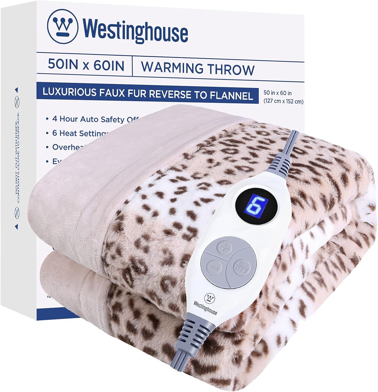 Westinghouse Electric Blanket Heated Throw Luxury Faux Fur to Flannel Reversible Heating Blanket ... | Amazon (US)