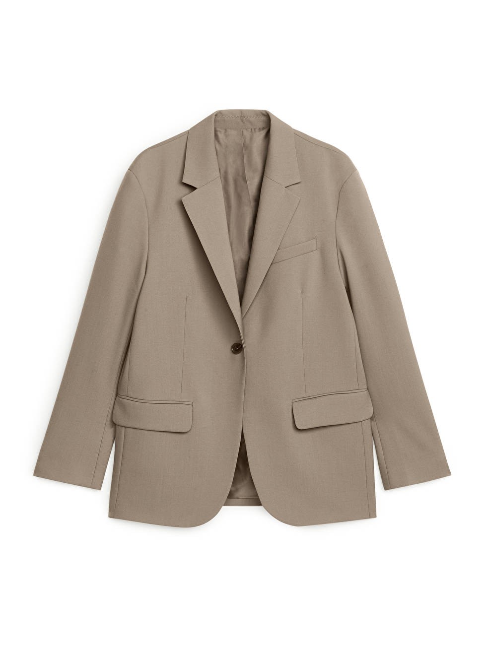 Oversized Wool Hopsack Blazer - Dark Beige - ARKET BE | ARKET (US&UK)