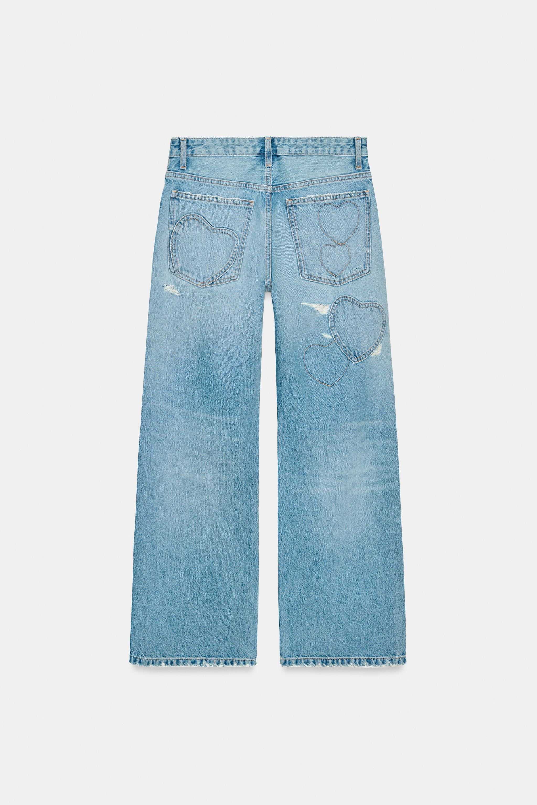 TRF MID-WAIST BOYFRIEND JEANS WITH HEARTS | Zara UK