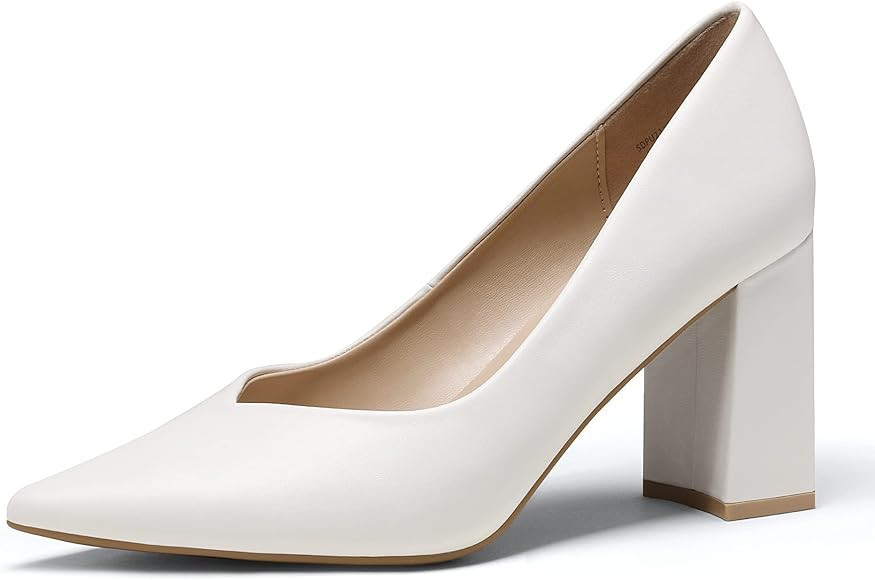 DREAM PAIRS Women’s High Chunky Closed Toe Block Heels Pointed Toe Wedding Party Elegant Slip O... | Amazon (US)