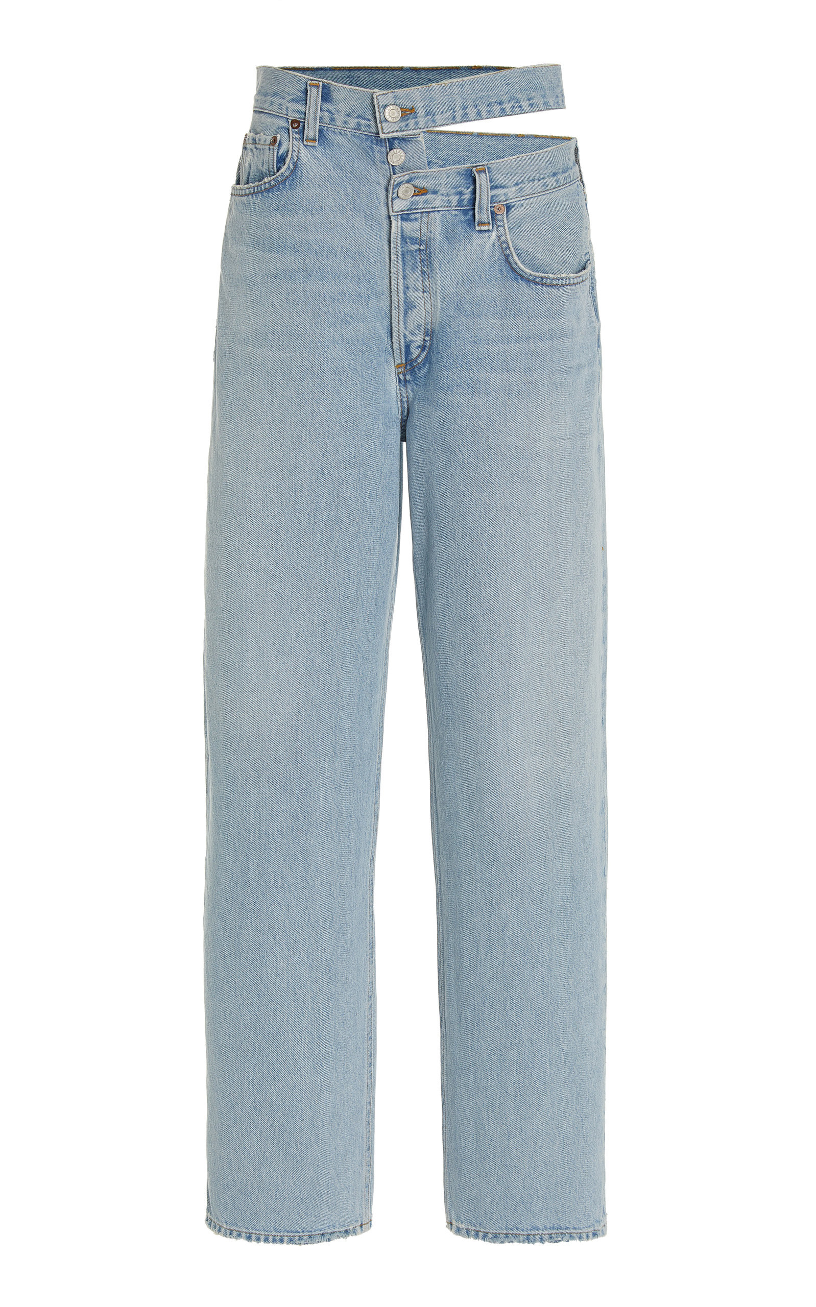 Agolde - Women's Broken Waistband Rigid High-Rise Wide-Leg Jeans - Light Wash - 29 - Moda Operandi | Moda Operandi (Global)