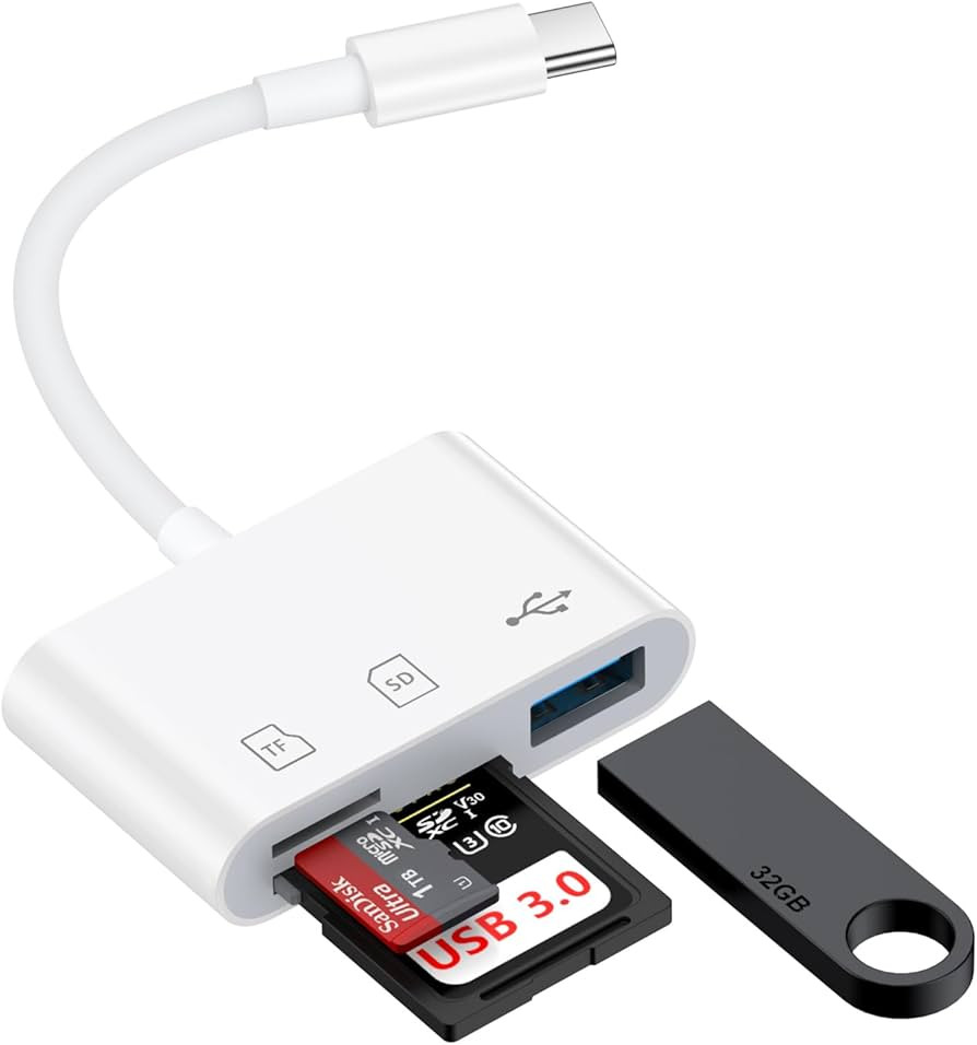 USB C to USB Camera Adapter,SD Card Reader for iPhone 17 Pro Max Air 16e 16 15,3 in 1 Memory Card... | Amazon (US)