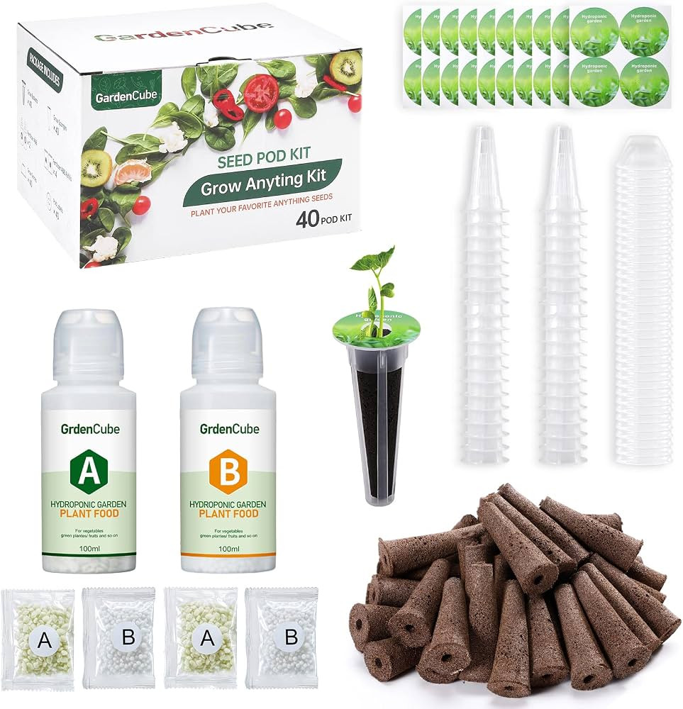 166pcs Hydroponic Pods Kit: Grow Anything Kit with 40 Grow Sponges, 40 Grow Baskets, 40 Grow Dome... | Amazon (US)