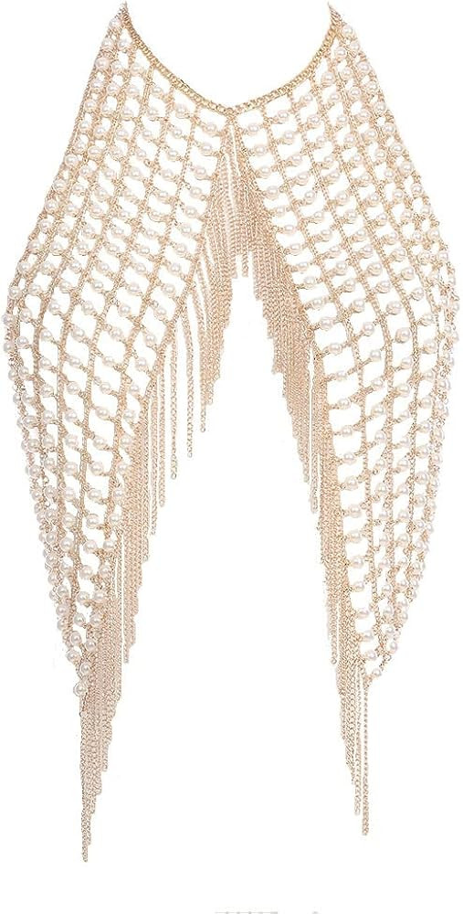 YWCUTE Women's body chain sexy tassel Sequin bra jewelry sling body chain wedding Halloween Costu... | Amazon (US)