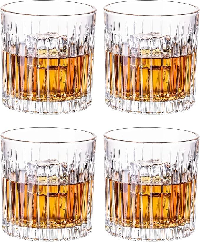 GLASKEY Whiskey Glasses, 8oz/10oz/11oz Rocks Glasses Set 4, Dishwasher Safe Crystal Glasses, Lead... | Amazon (US)