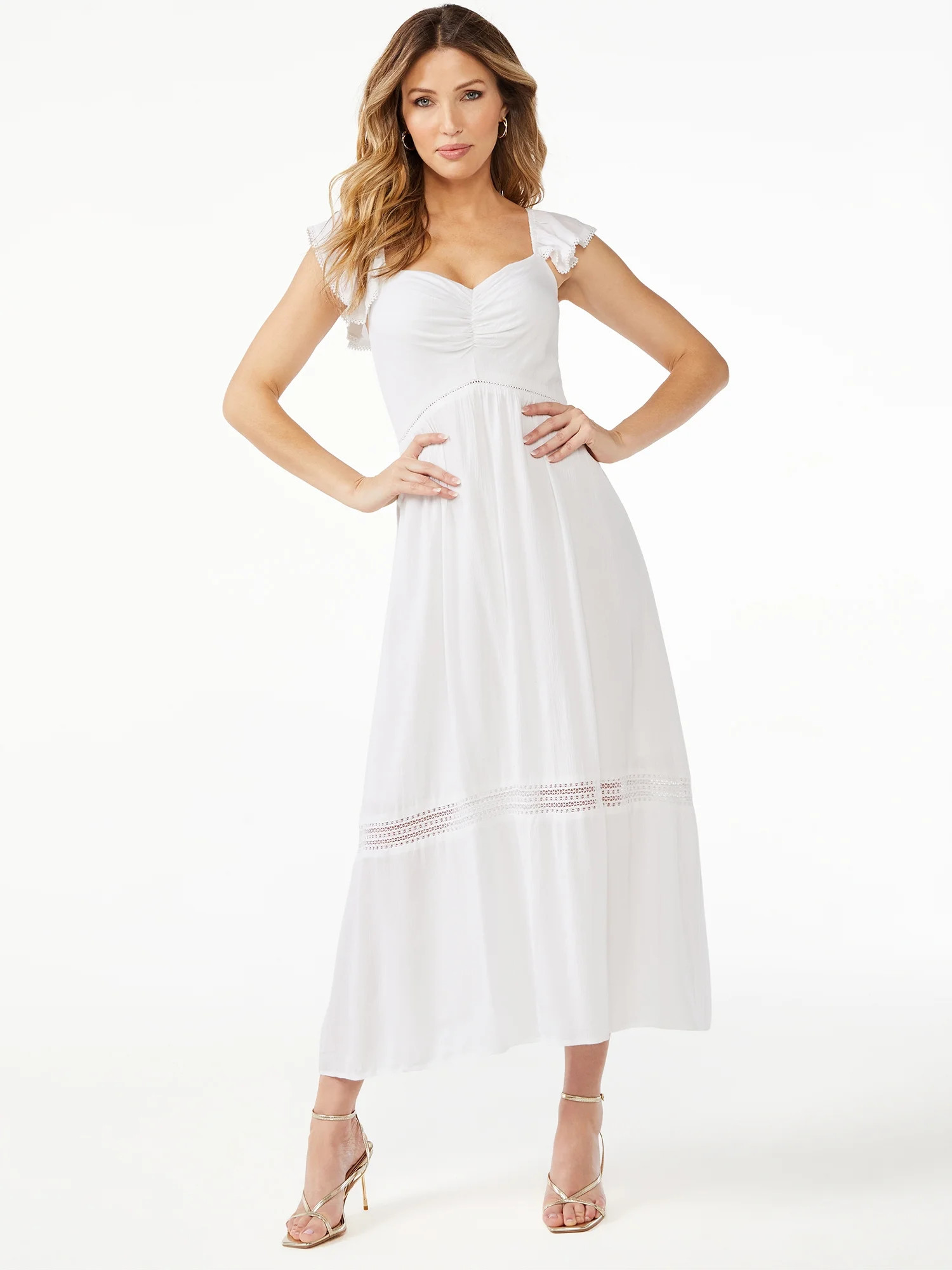 Sofia Jeans by Sofia Vergara Women's Tiered Maxi Dress with Back Tie Neck | Walmart (US)