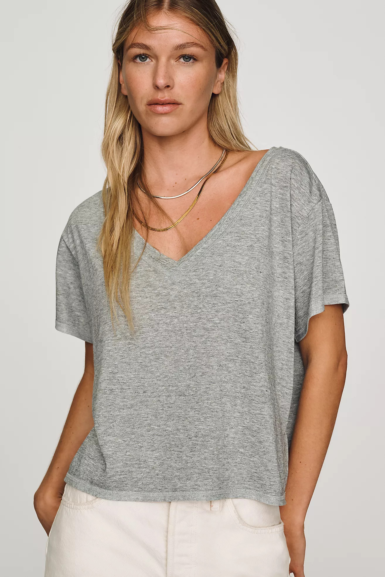 Pilcro V-Neck Cotton Blend Tee | Anthropologie (US)