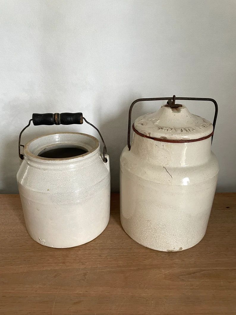 White Stoneware Crock Jar Stoneware Jar Stoneware Vase - Etsy | Etsy (US)