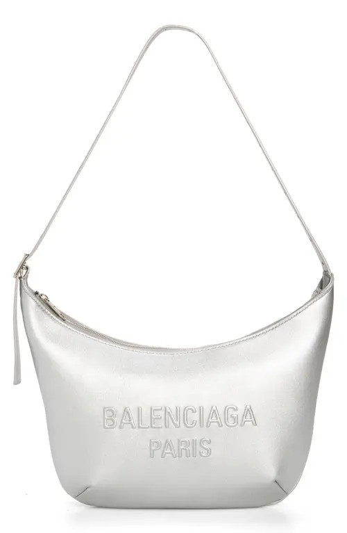 Balenciaga Mary-Kate Leather Sling Bag in Silver at Nordstrom | Nordstrom