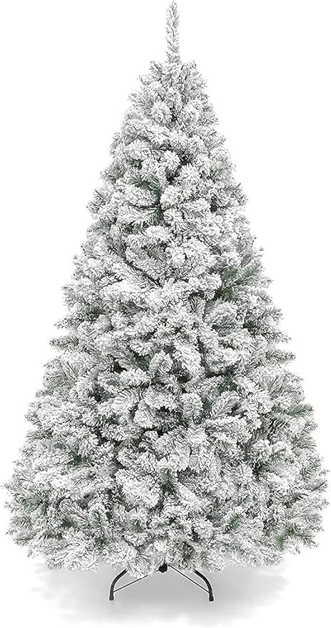 6FT Snow Flocked Christmas Tree - Premium Artificial Spruce Christmas Tree with White Heavy Snow ... | Amazon (UK)